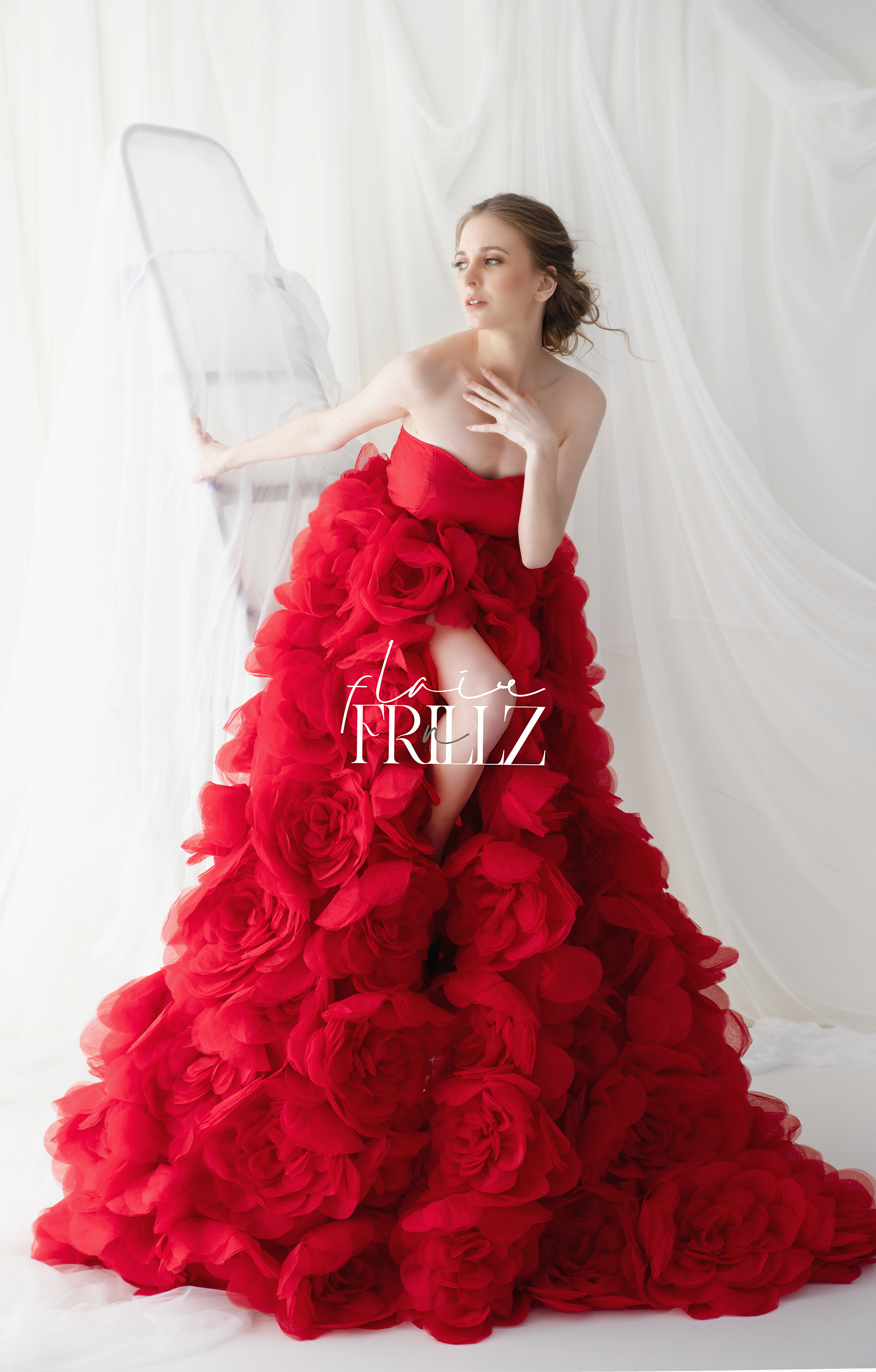 Fiora Red Floral Gown