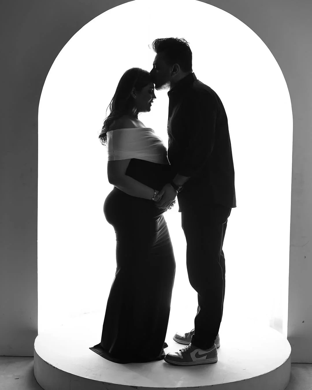 FlairNFrillz Lara Gown maternity dress in soft fabric, featuring a flowing design and elegant fit for expecting mothers.