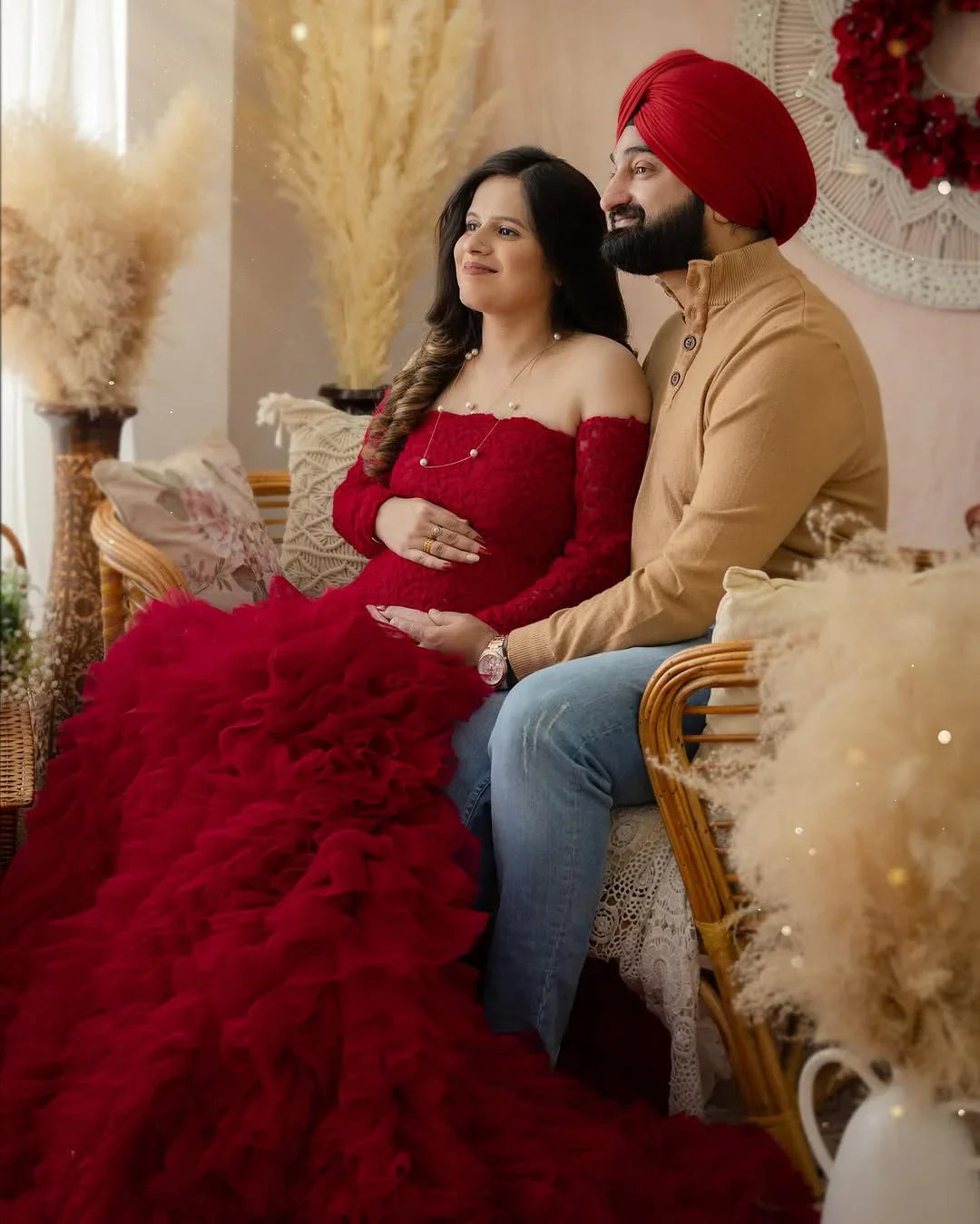 FlairNFrillz Raya Fishtail Maternity Dress in elegant fabric, fitted bodice, and flowing skirt, designed for maternity wear.