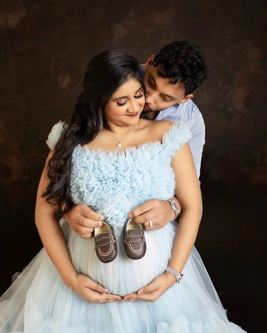 Blue Erin maternity gown by FlairNFrillz featuring a flowing design and elegant fit, perfect for expecting mothers.