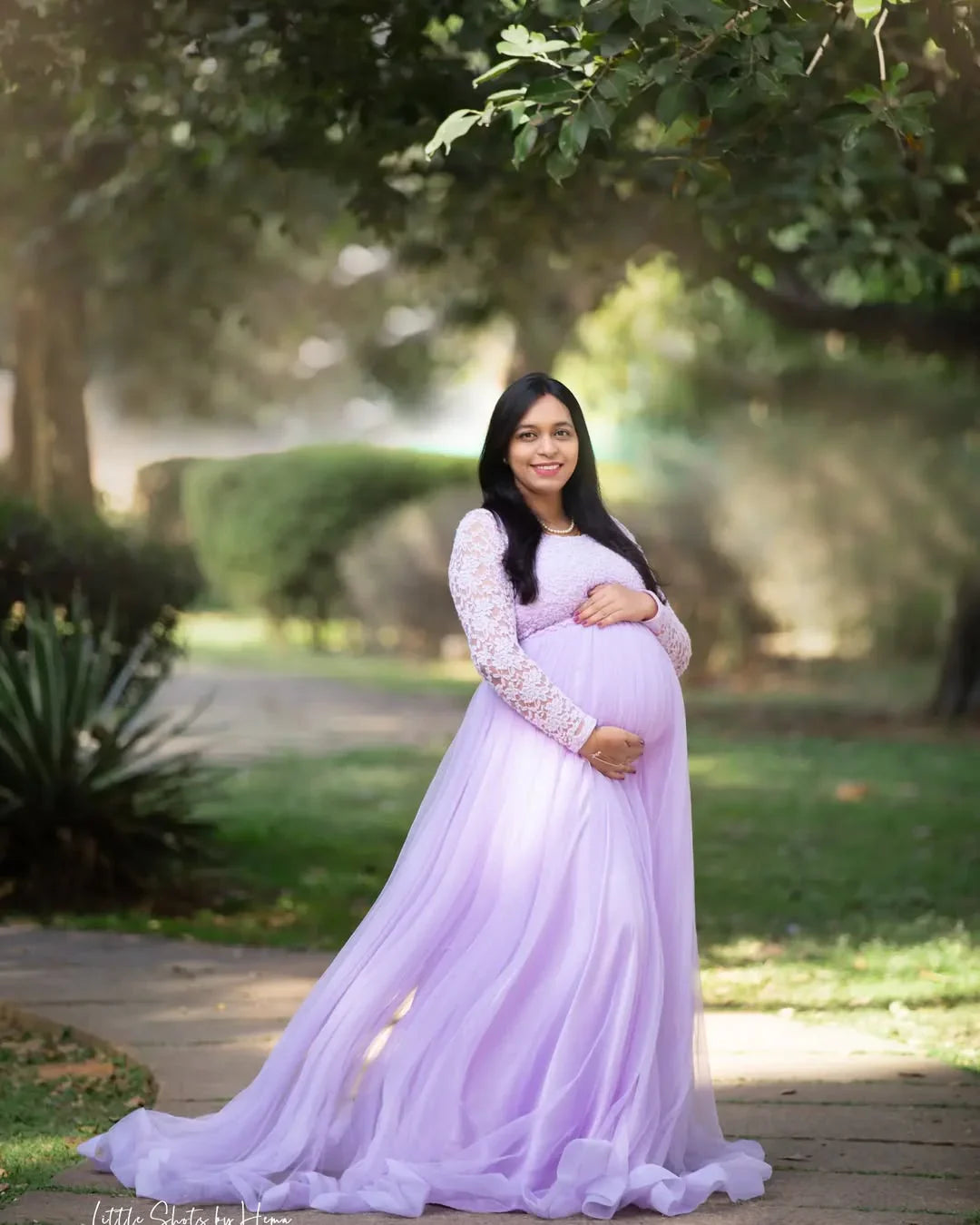 FlairNFrillz Dylan Lavender Maternity Gown with flowing fabric and elegant design, perfect for expecting mothers.