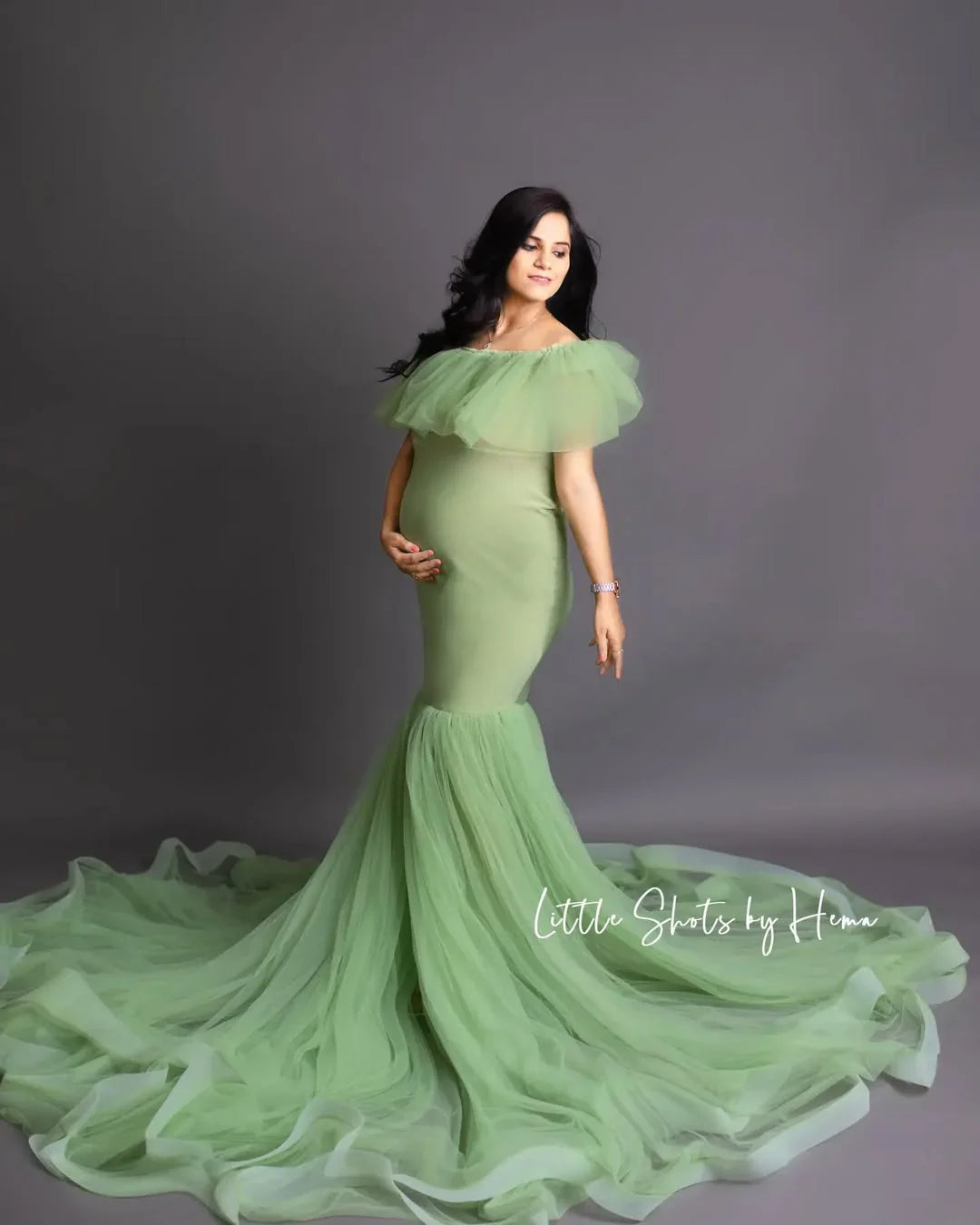 FlairNFrillz Greta Maternity Gown featuring elegant fabric and comfortable fit, ideal for expectant mothers at special occasions.