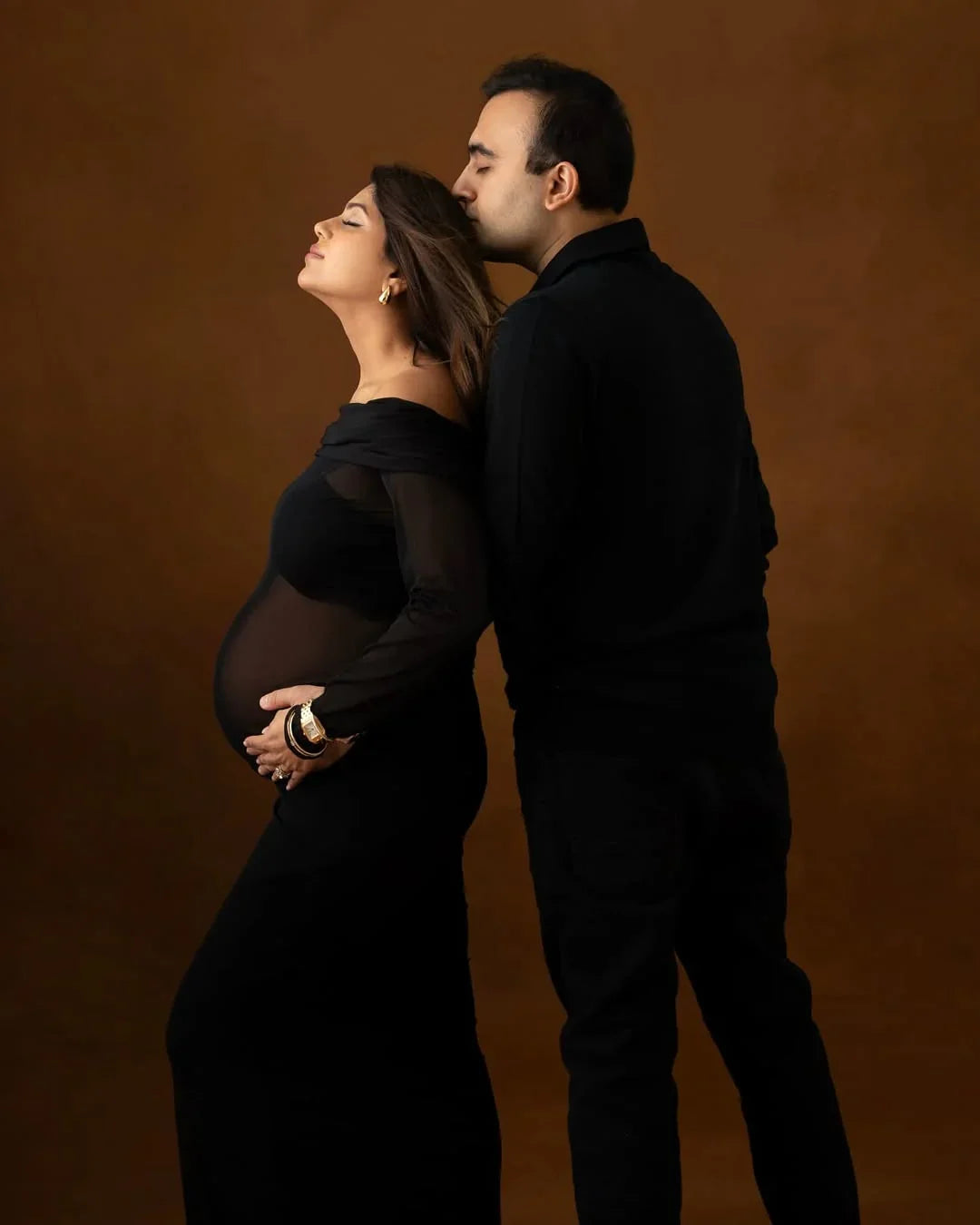 Tiffany Mesh Bodycon Gown by FlairNFrillz, a stylish maternity dress with a fitted silhouette and elegant mesh fabric.