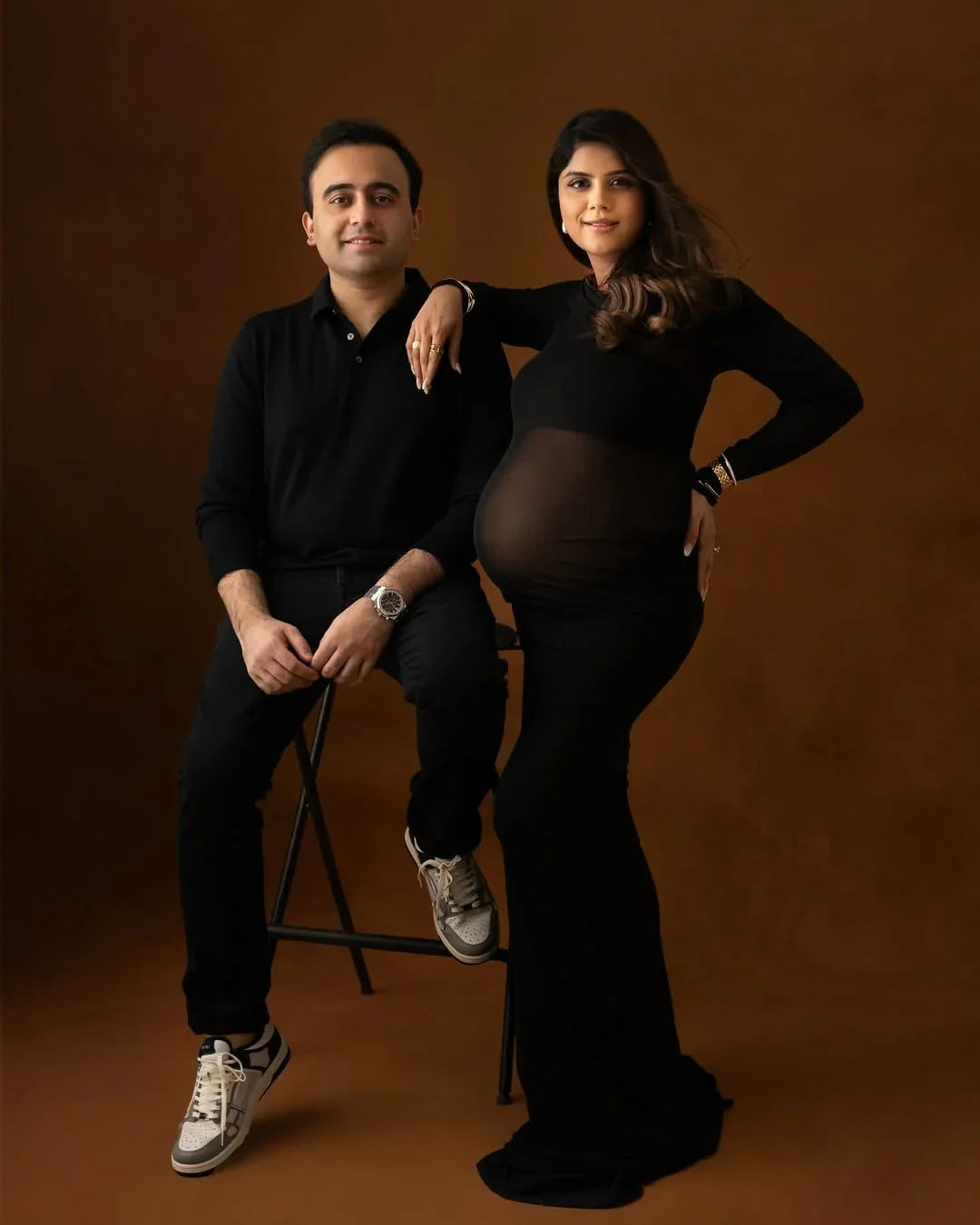 Tiffany Mesh Bodycon Gown by FlairNFrillz, a stylish maternity dress featuring a fitted silhouette and elegant mesh fabric.