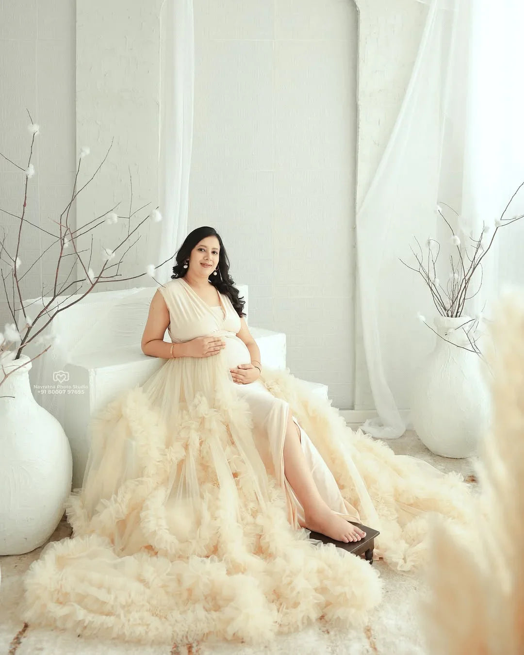 FlairNFrillz Aza Red Convertible Maternity Dress showing elegant flowing fabric and versatile style for expecting mothers.