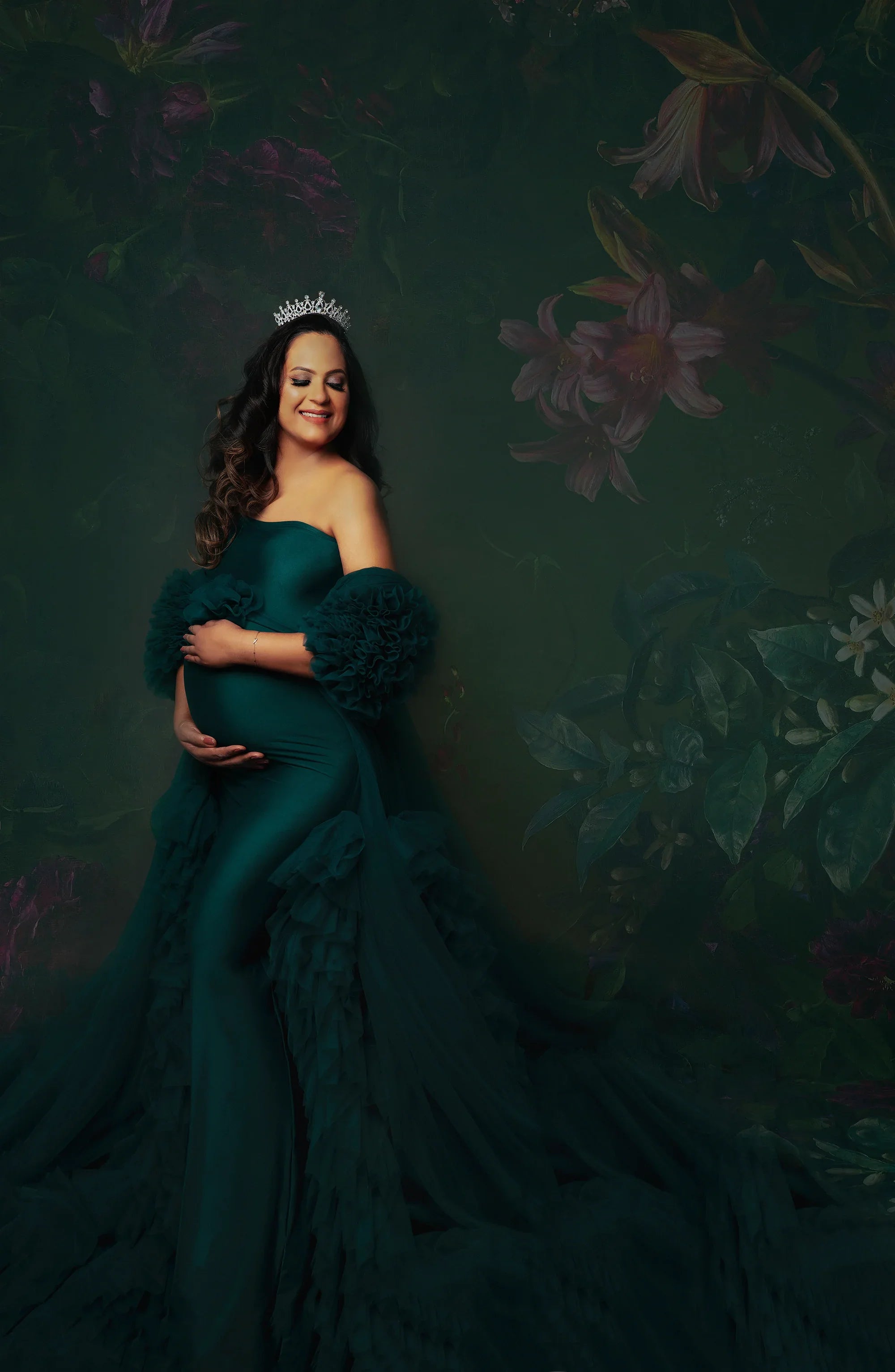 FlairNFrillz Adriana Maternity Robe Gown in soft fabric, featuring a flowing design and elegant style for expecting mothers.