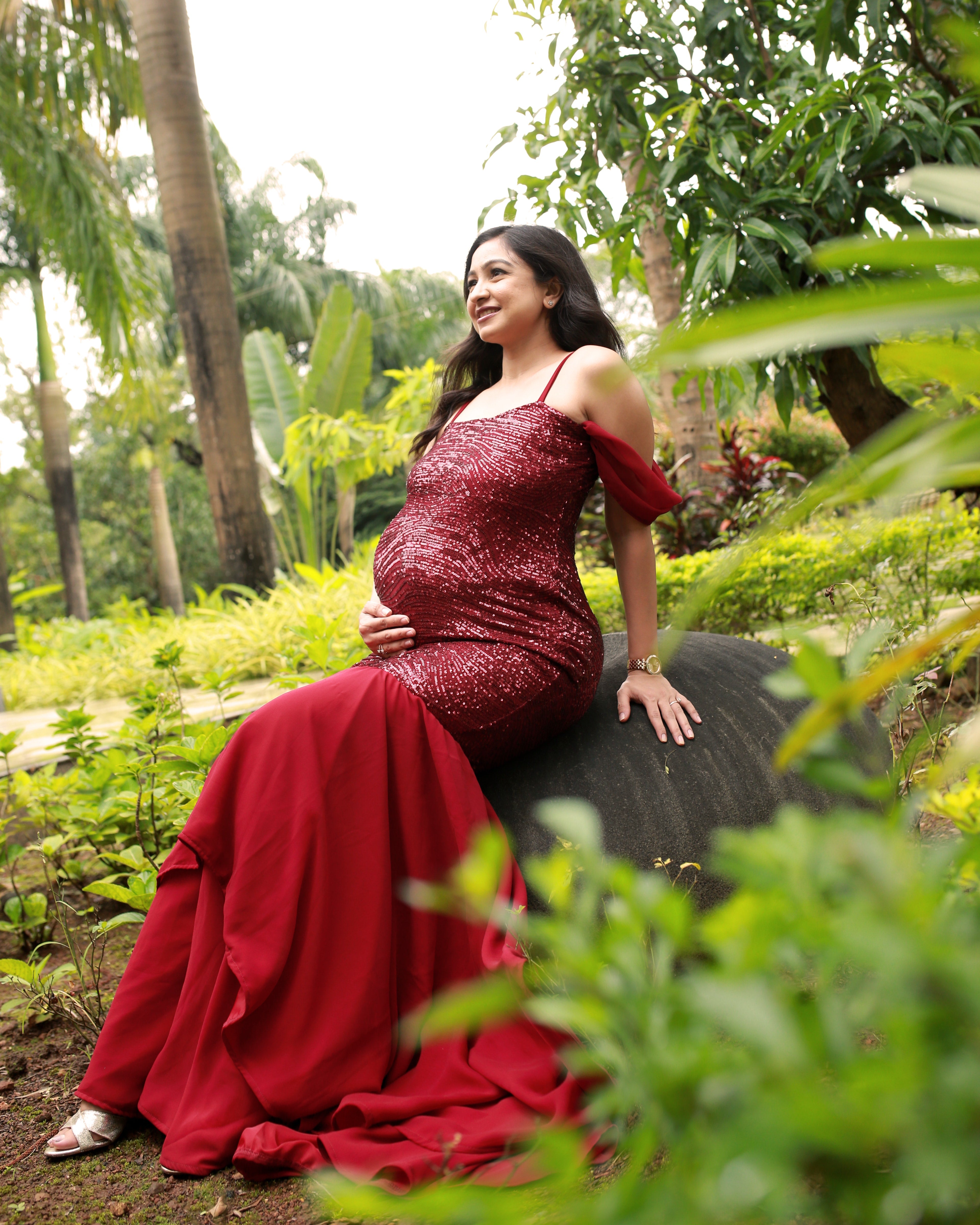 Maroon Sequin Gown