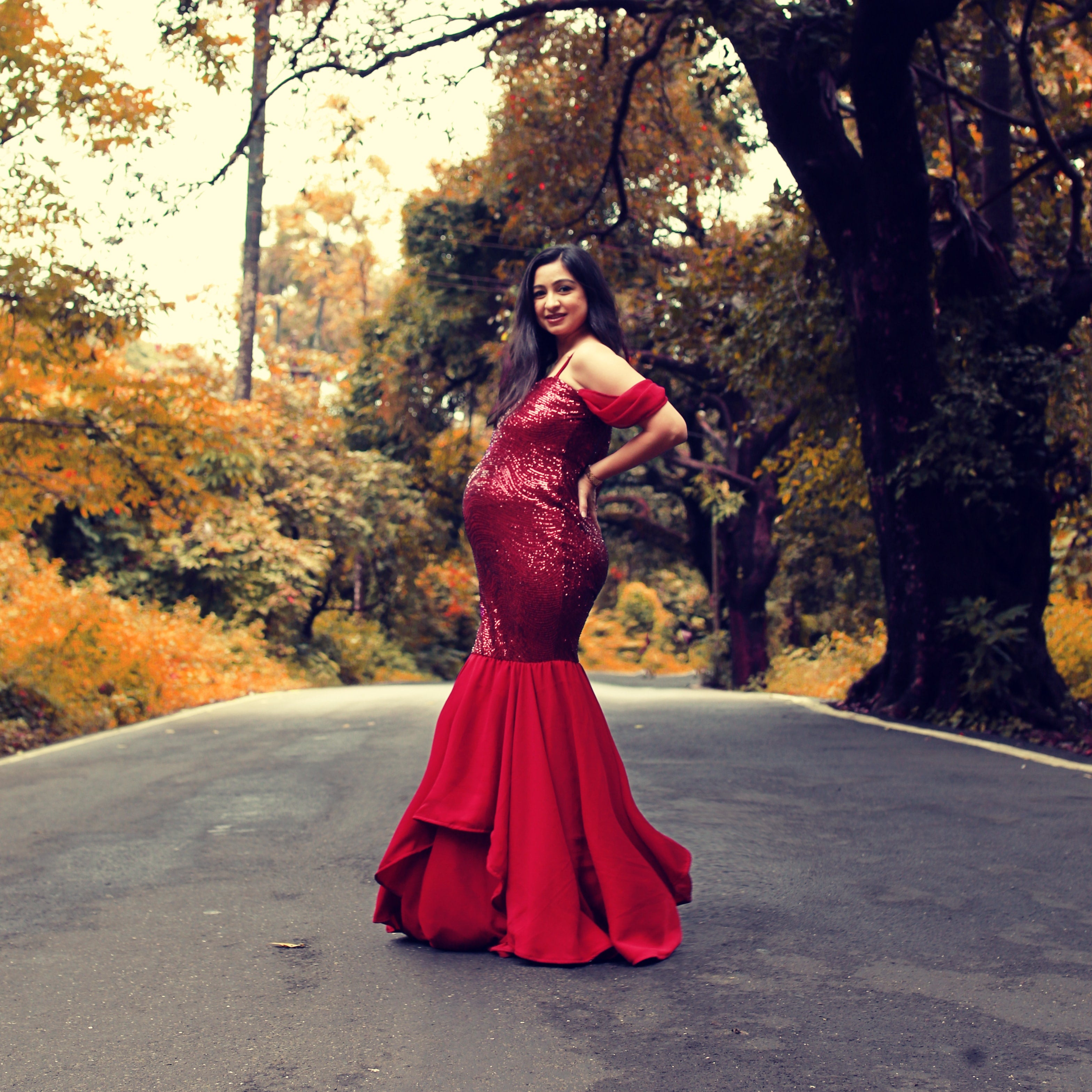 Maroon Sequin Gown