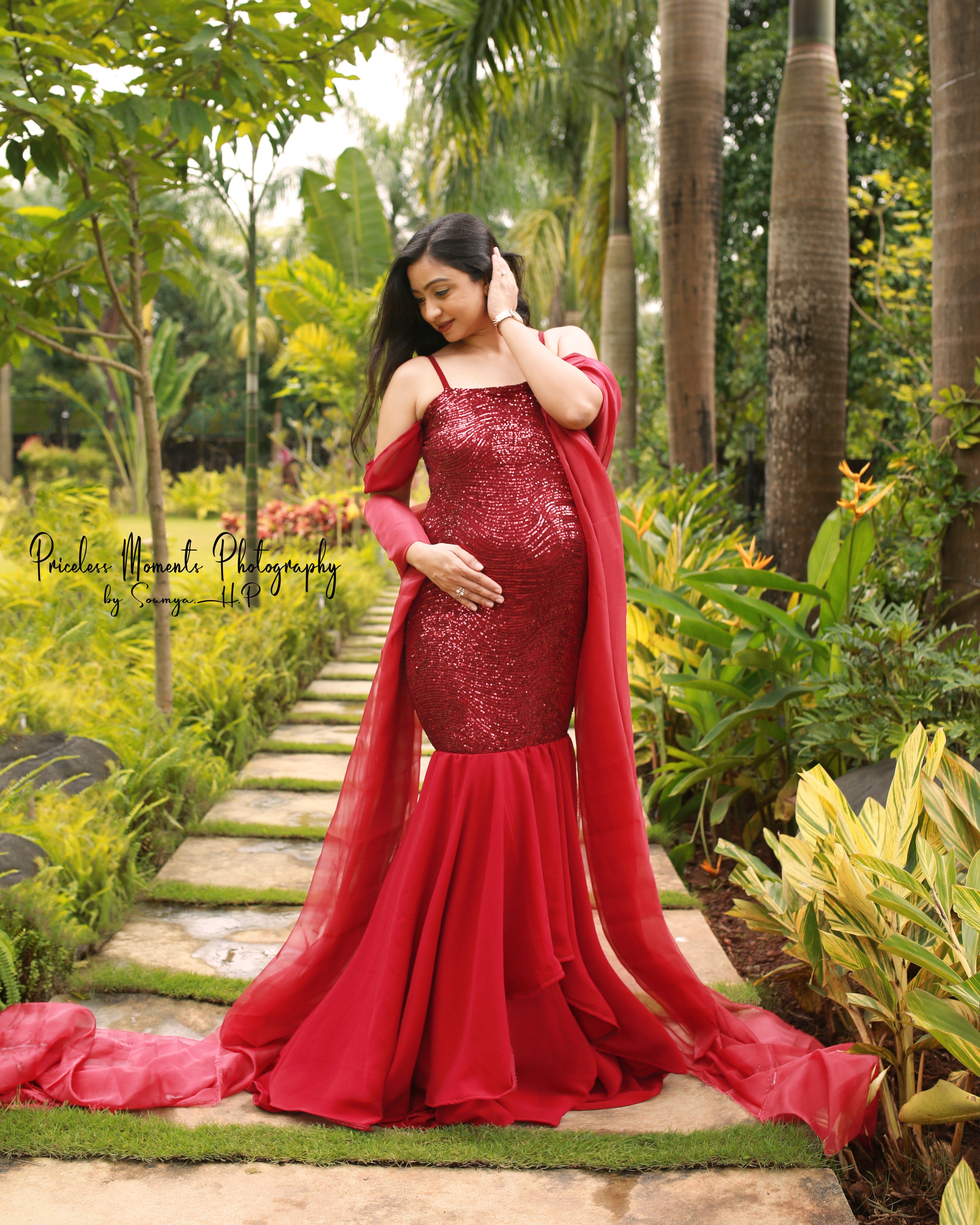 Maroon Sequin Gown