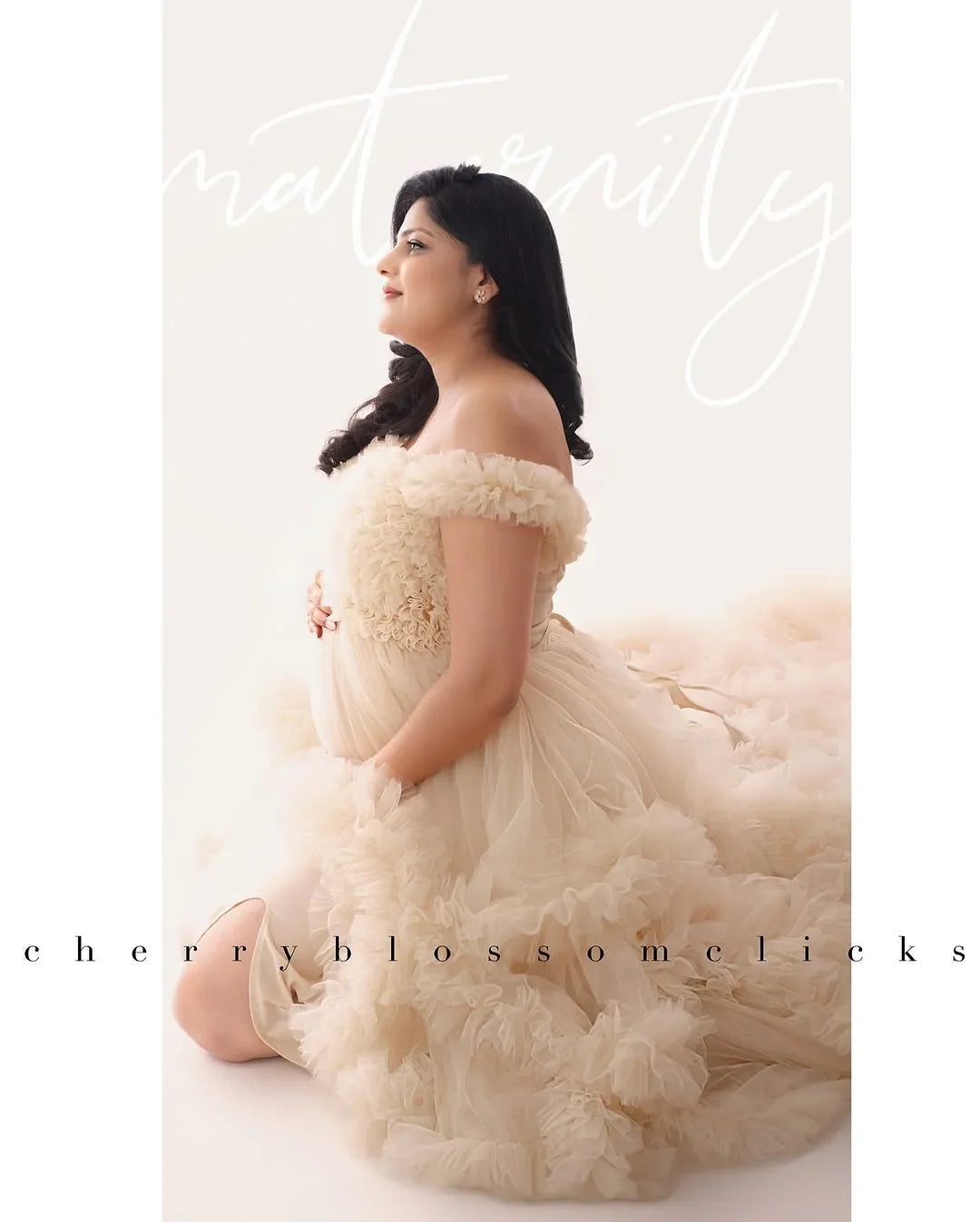 Love Ivory maternity gown by FlairNFrillz, flowing fabric and elegant design perfect for expecting mothers.