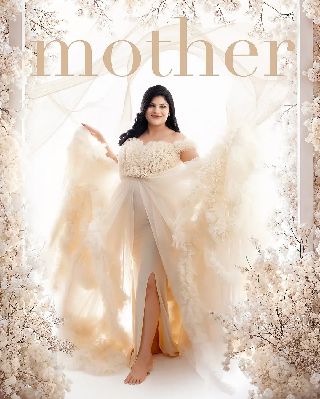 Love Ivory Maternity Gown by FlairNFrillz, featuring flowing fabric and elegant design for expectant mothers.