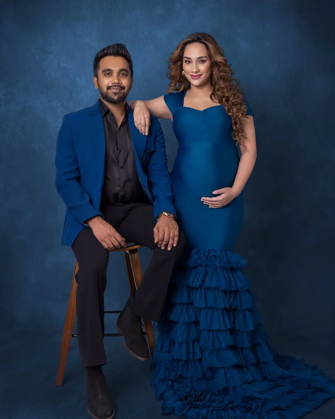 Ember teal maternity dress from FlairNFrillz featuring a flowing silhouette and elegant design, perfect for expecting mothers.