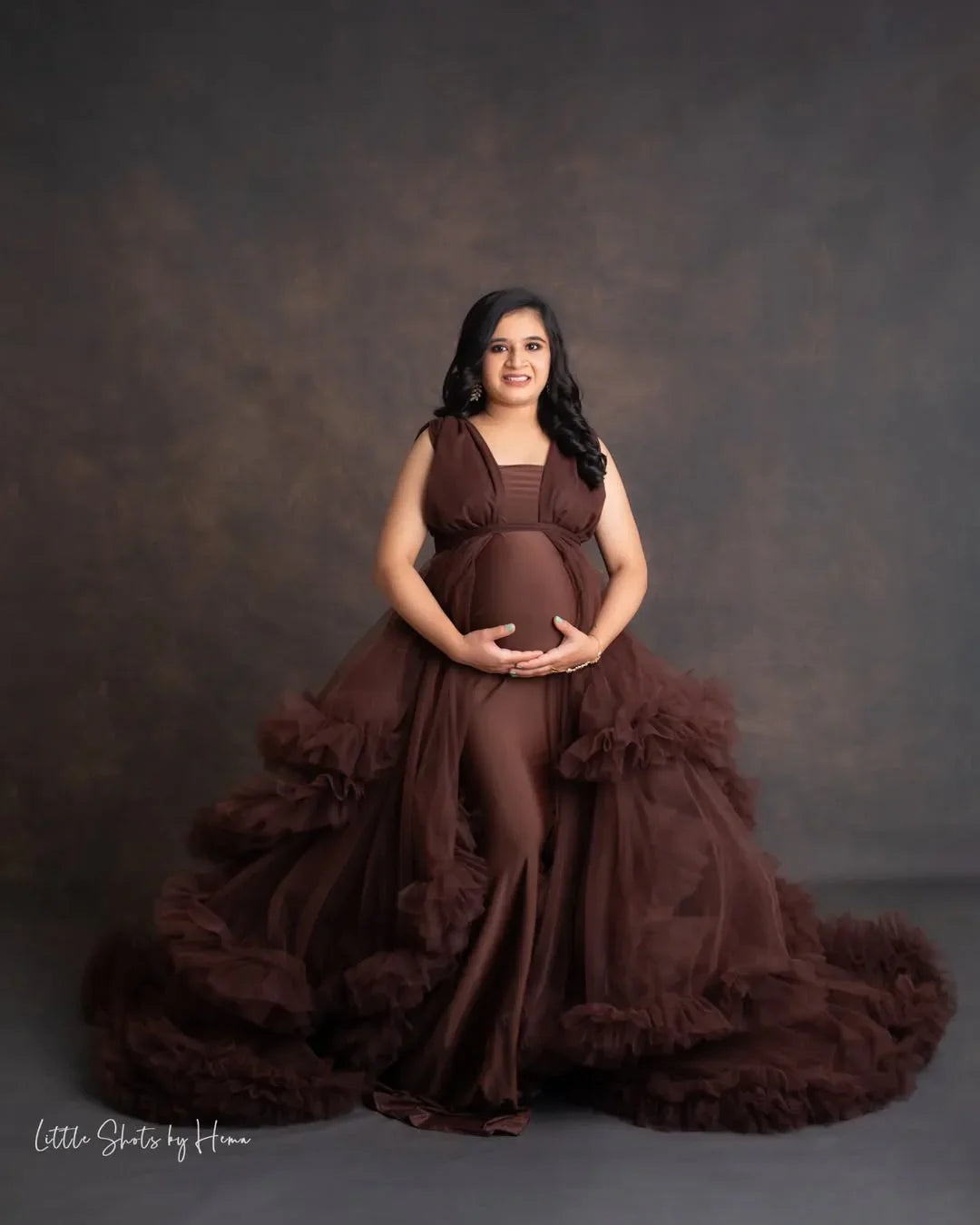 FlairNFrillz Lulu Maternity Robe Gown featuring soft fabric and elegant design, perfect for comfortable maternity wear.