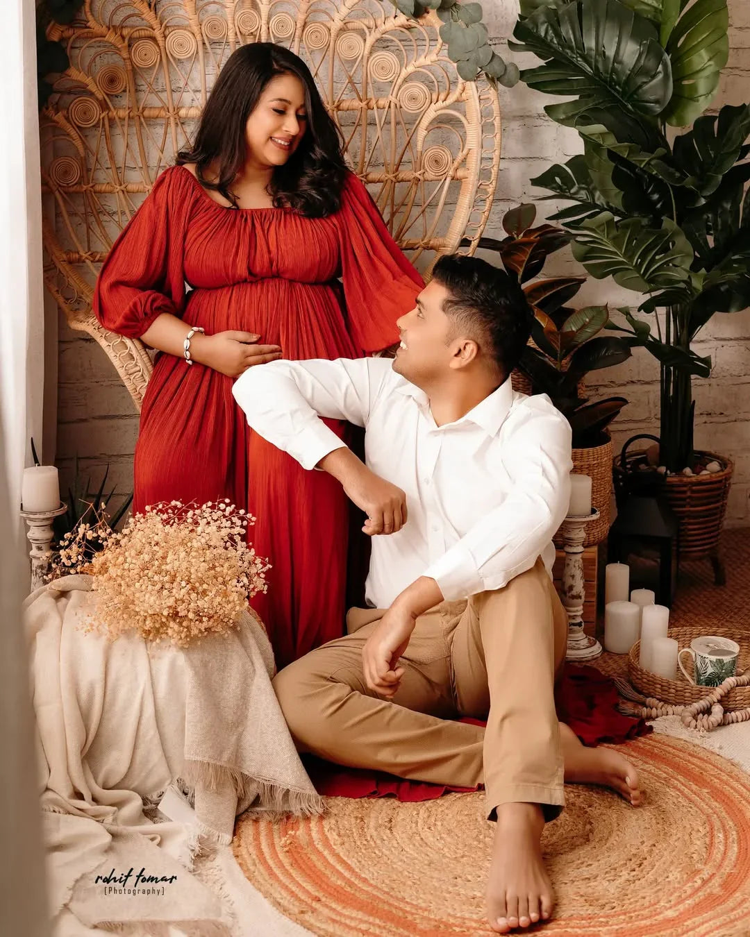 Adah Rust Boho Maternity Dress by FlairNFrillz featuring flowing fabric and bohemian style, perfect for expecting mothers.
