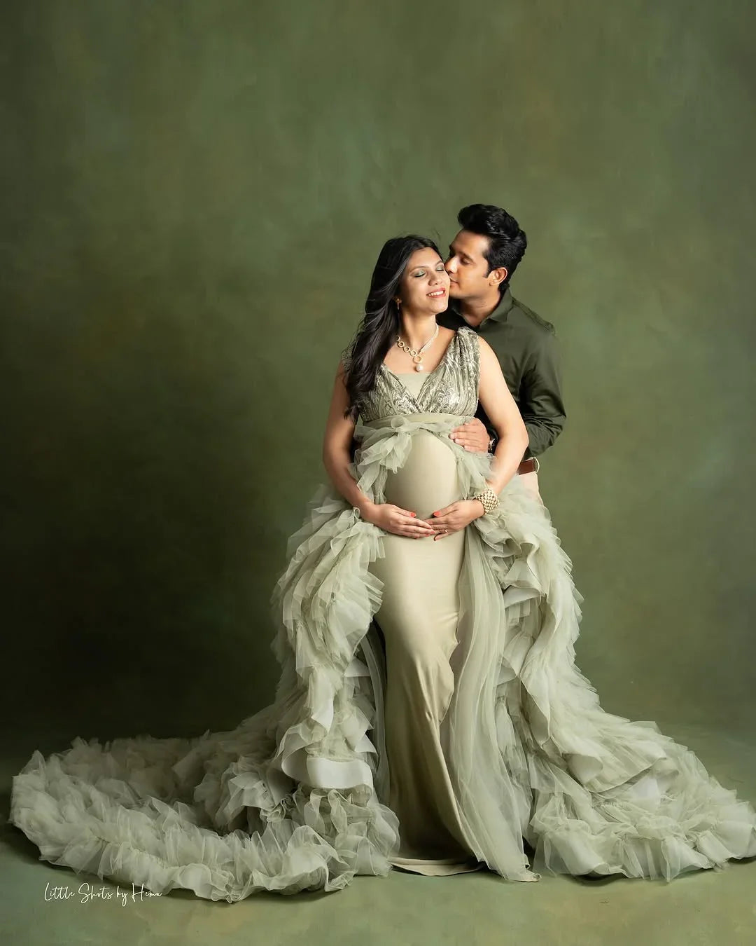 FlairNFrillz Veda Gown maternity dress in soft fabric, featuring elegant design and comfortable fit for expecting mothers.